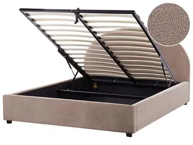 Ottoman Bed VAUCLUSE Boucle Taupe 160 x 200 cm (EU King Size) - Bedroom