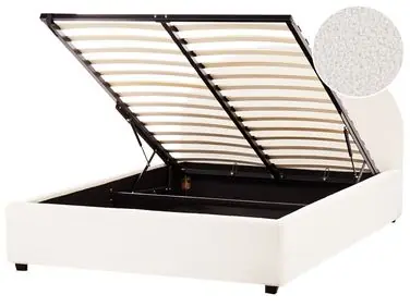 Ottoman Bed VAUCLUSE Boucle Off-White 140 x 200 cm (EU Double)