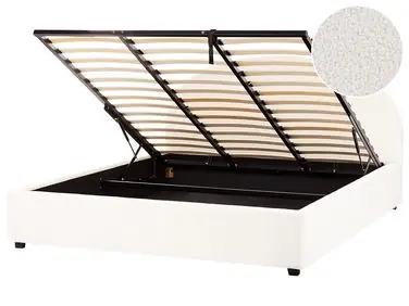 Ottoman Bed VAUCLUSE Boucle Off-White 180 x 200 cm (EU Super King)