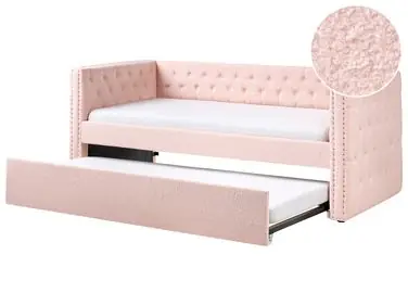 Trundle Bed Boucle GASSIN 90 x 200 cm (EU Single) Pastel Pink - Bedroom
