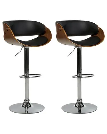 Conjunto de 2 sillas de bar BAKU Piel sintética giratoria Negro - Comedor