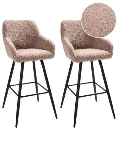 Conjunto de 2 sillas de bar CASMALIA Bouclé Gris pardo - Comedor