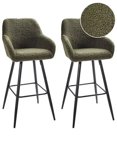 Conjunto de 2 sillas de bar CASMALIA Bouclé Verde oscuro - Comedor