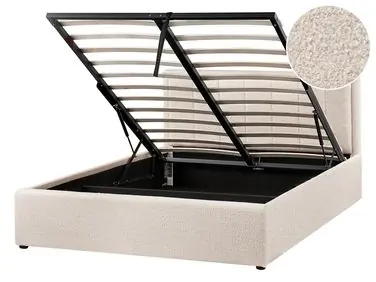 Ottoman Bed MONTLAUR Boucle Beige 140 x 200 cm (EU Double) - Bedroom