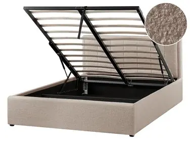 Ottoman Bed MONTLAUR Boucle Taupe 140 x 200 cm (EU Double) - Bedroom