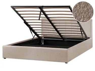 Ottoman Bed MONTLAUR Boucle Taupe 160 x 200 cm (EU King Size) - Bedroom
