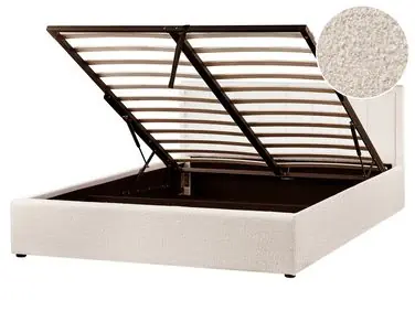 Ottoman Bed MONTLAUR Boucle Beige 160 x 200 cm (EU King Size) - Bedroom