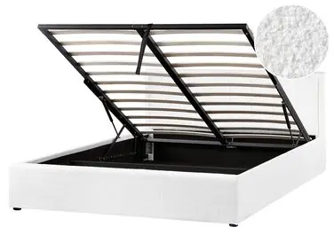 Ottoman Bed MONTLAUR Boucle White 160 x 200 cm (EU King Size) - Bedroom