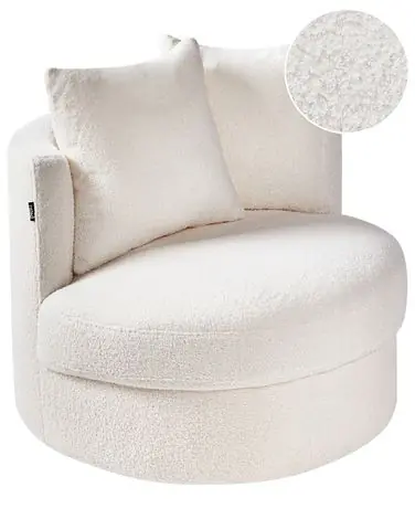 Swivel Armchair DALBY Boucle White - Living Room