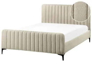 Bed Boucle LUNAN 140 x 200 cm (EU Double) Beige - Bedroom