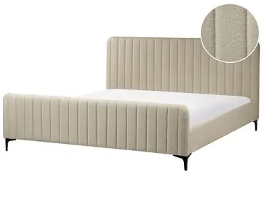 Bed Boucle LUNAN 180 x 200 cm (EU Super King) Beige - Bedroom