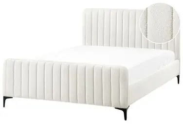 Bed Boucle LUNAN 140 x 200 cm (EU Double) Off-White