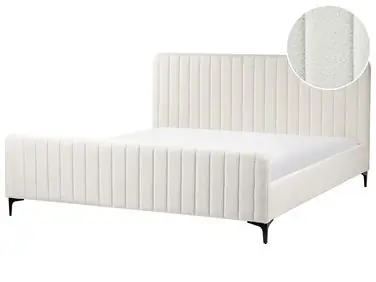 Bed Boucle LUNAN 180 x 200 cm (EU Super King) Off-White