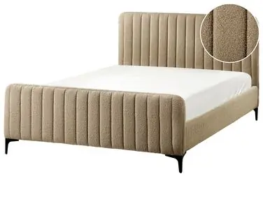 Bed Boucle LUNAN 140 x 200 cm (EU Double) Taupe - Bedroom