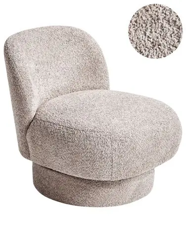 Swivel Armchair AYLO Boucle Taupe - Living Room