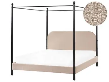 Cama con dosel Bouclé DANNEMOIS 160 x 200 cm Gris pardo - Dormitorio