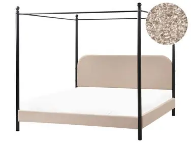 Cama con dosel Bouclé DANNEMOIS 180 x 200 cm Gris pardo - Dormitorio
