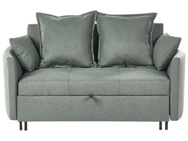 Sofa Bed 2 Seater HOVIN Fabric Green - Living Room