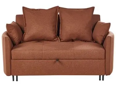 Sofa Bed 2 Seater HOVIN Fabric Golden Brown - Living Room