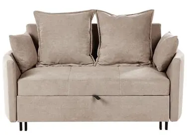 Sofa Bed 2 Seater HOVIN Fabric Taupe - Living Room