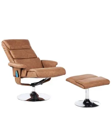 Sillón de masaje LEGEND con reposapiés Piel sintética Marrón - Sala de estar