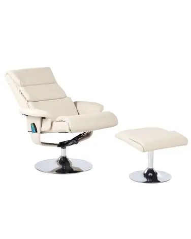 Sillón de masaje LEGEND con reposapiés Piel sintética Beige claro - Sala de estar
