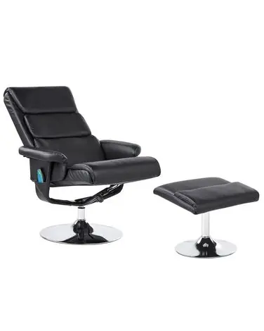 Sillón de masaje LEGEND con reposapiés Piel sintética Negro - Sala de estar