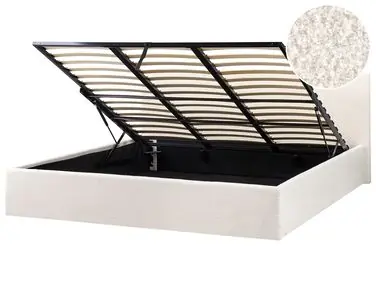 Cama con almacenaje ORBEY Bouclé Blanco crema 180 x 200 cm - Dormitorio