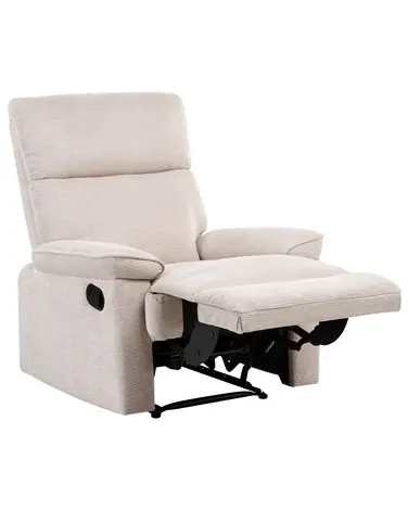 Sillón reclinable EVERTON Con reposapiés Tela Beige - Sala de estar