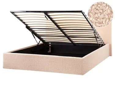 Cama con almacenaje ORBEY Bouclé Beige 160 x 200 cm - Dormitorio