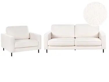 Conjunto de sala de estar 4 plazas SAVALEN Bouclé Blanco