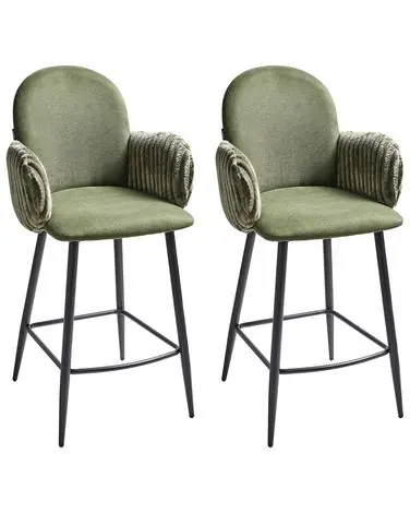 Conjunto de 2 sillas de bar AMITY Tela Verde - Comedor