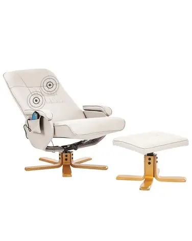 Sillón de masaje RELAXPRO con reposapiés Piel sintética Beige claro - Sala de estar