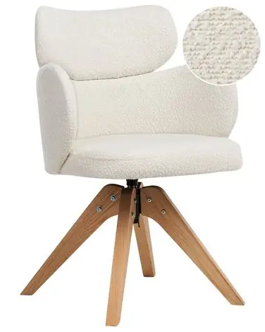 Dining Chair Swivel MARCY Boucle Light Beige - Dining Room