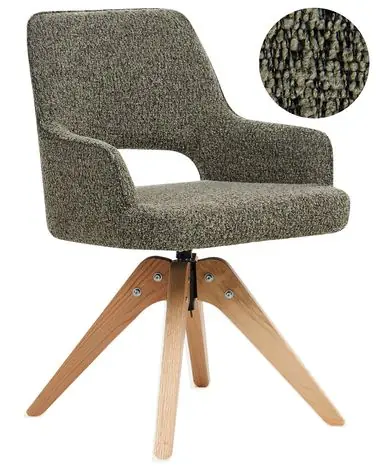 Silla de comedor giratoria MORAVIA Bouclé Verde
