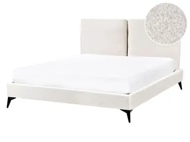 Bed Boucle MELLE 140 x 200 cm (EU Double) Off-White
