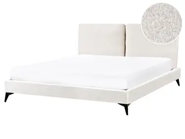 Bed Boucle MELLE 160 x 200 cm (EU King Size) Off-White