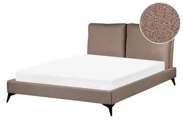 Bed Boucle MELLE 140 x 200 cm (EU Double) Brown - Bedroom