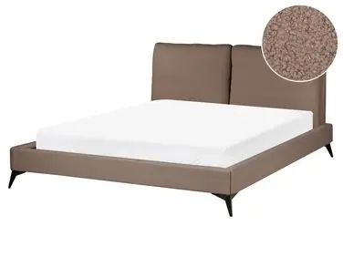 Bed Boucle MELLE 160 x 200 cm (EU King Size) Brown - Bedroom
