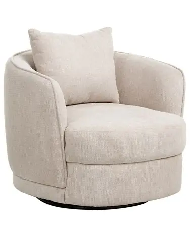 Swivel Armchair ANDALEN Fabric Light Beige - Living Room