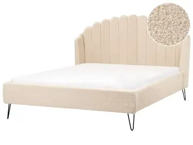 Bed Boucle AMBILLOU 140 x 200 cm (EU Double) Beige - Bedroom