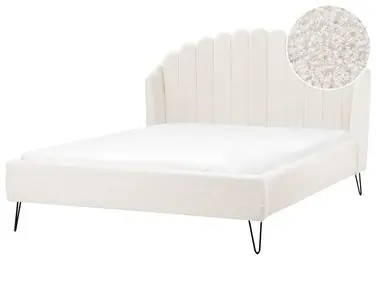 Bed Boucle AMBILLOU 140 x 200 cm (EU Double) Off-White