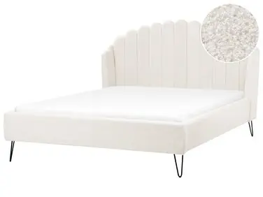 Bed Boucle AMBILLOU 160 x 200 cm (EU King Size) Off-White