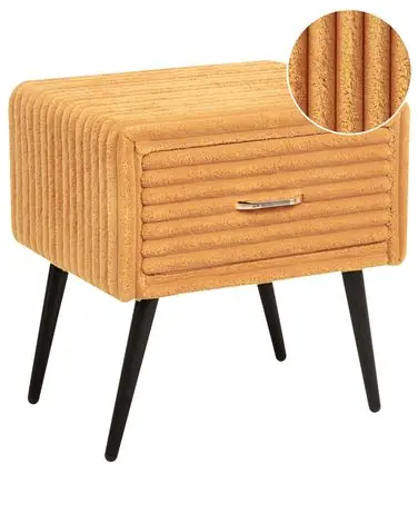 1 Drawer Bedside Table FLAYAT Corduroy Orange - Bedroom