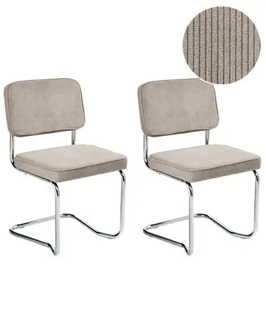 Conjunto de 2 sillas de comedor IRWIN Pana Gris pardo