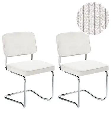 Conjunto de 2 sillas de comedor IRWIN Pana Blanco crema