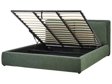Cama con almacenaje BAJONNA Tela Verde oscuro 180 x 200 cm - Dormitorio