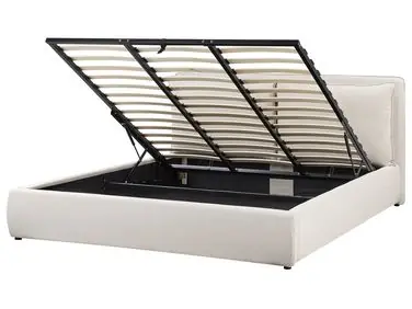 Cama con almacenaje BAJONNA Tela Beige 180 x 200 cm - Dormitorio