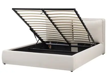 Cama con almacenaje BAJONNA Tela Beige 160 x 200 cm - Dormitorio