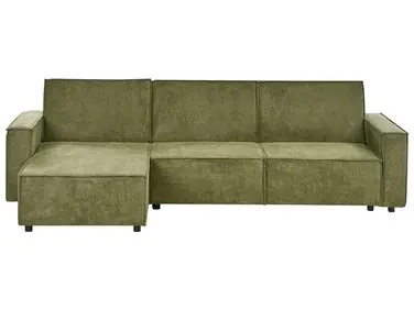 Sofá cama esquinero 3 plazas ROMEDAL II Tela Verde oscuro Derecha - Sala de estar
